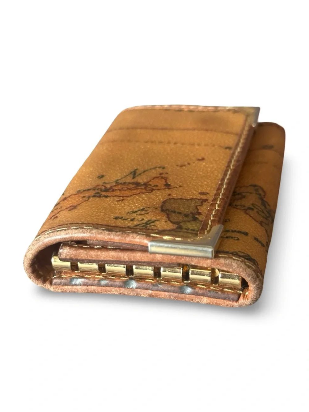 Alviero Martini Map-Print Card & Key Holder - Tan